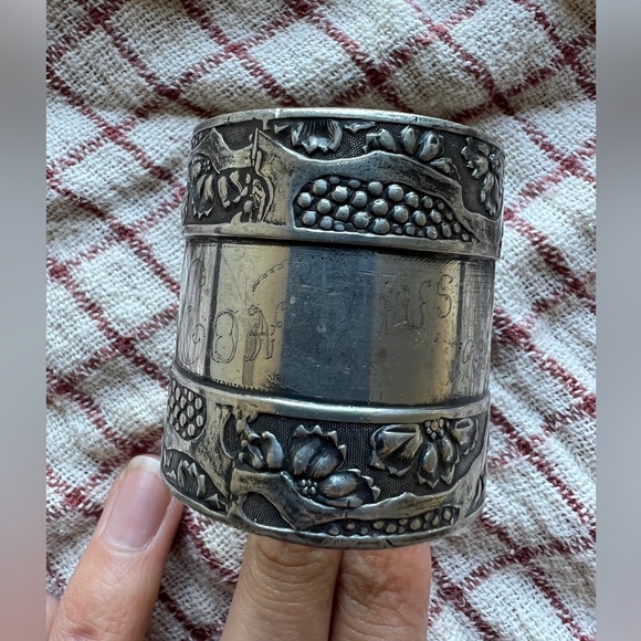 Antique napkin silver plated ring 1903 hand engraved Cornelius - Picture 4 of 6